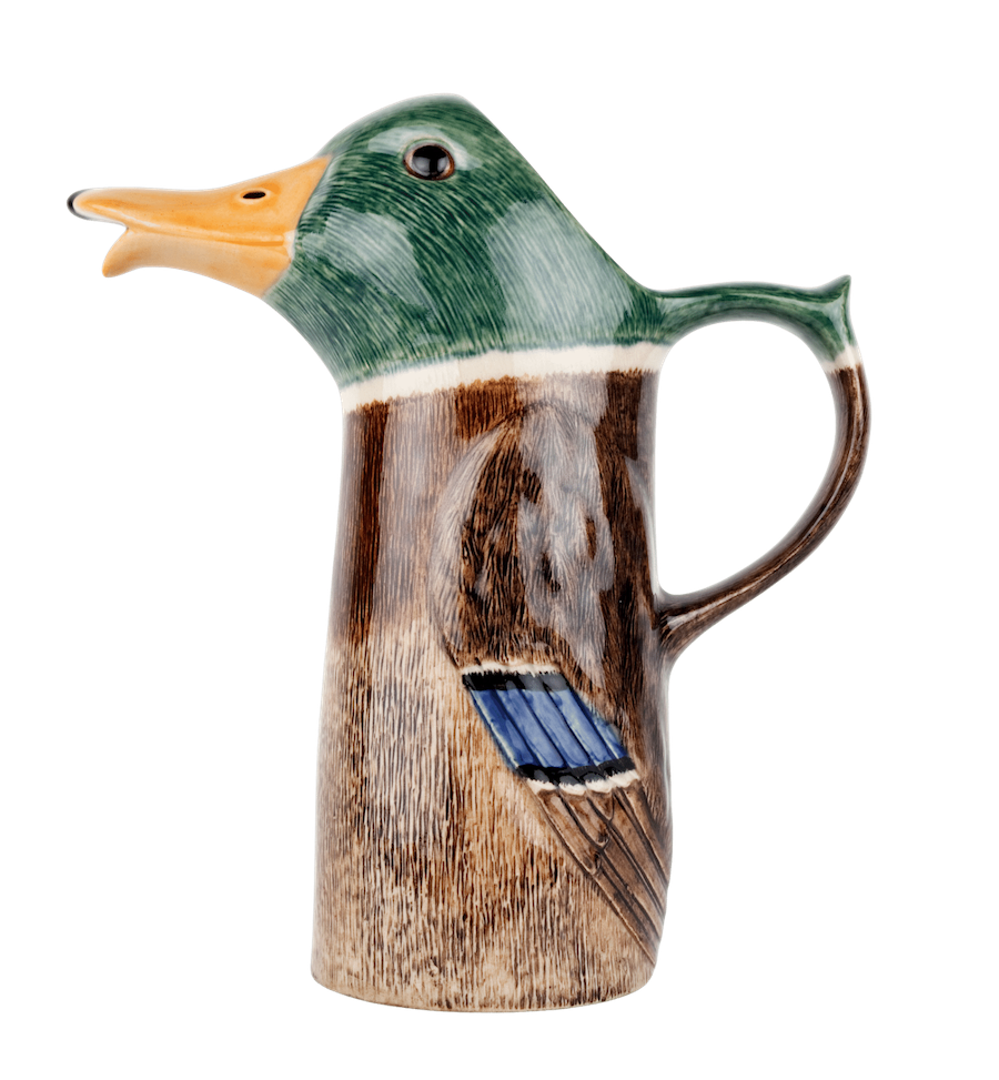 Jarra de agua Quail con forma de pato azulón