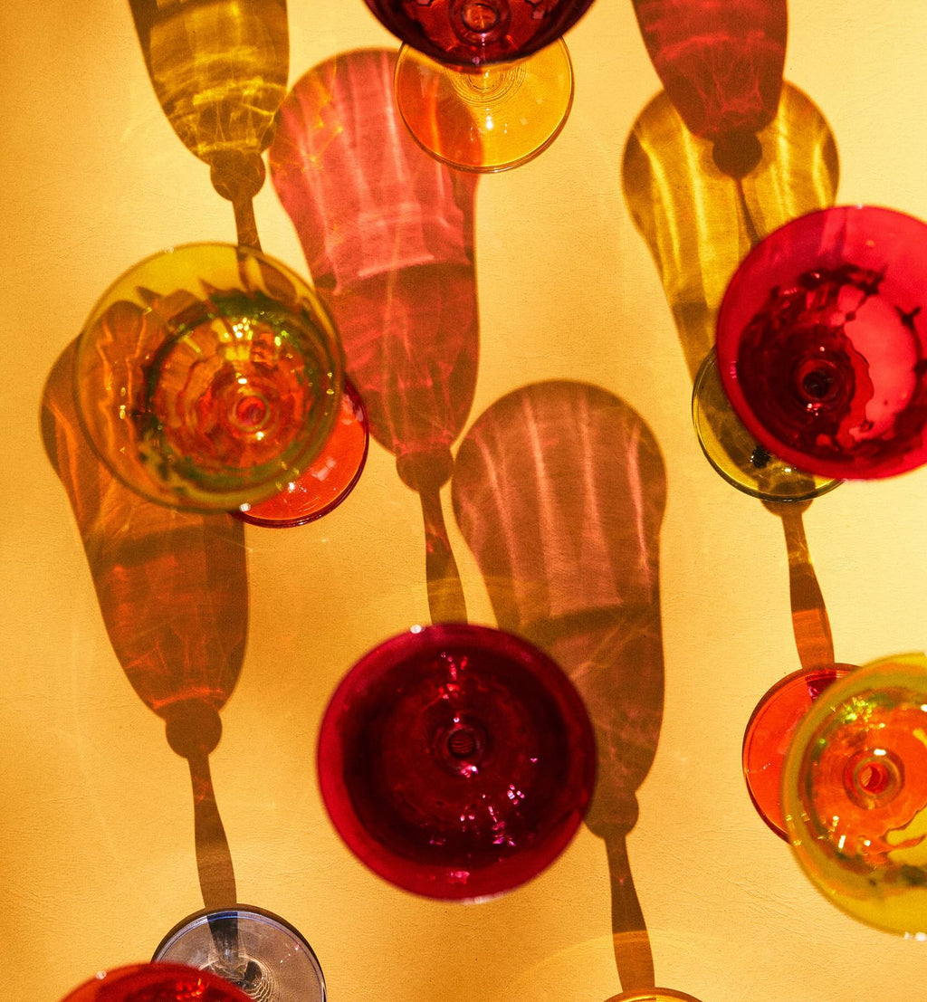 Juego de 4 copas de vino ópticas multicolores