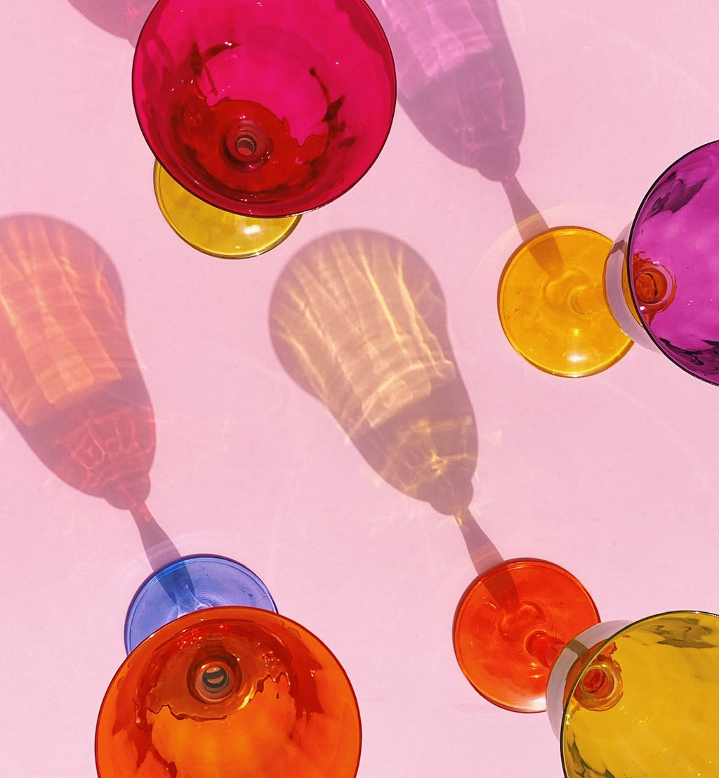Juego de 4 copas de vino ópticas multicolores