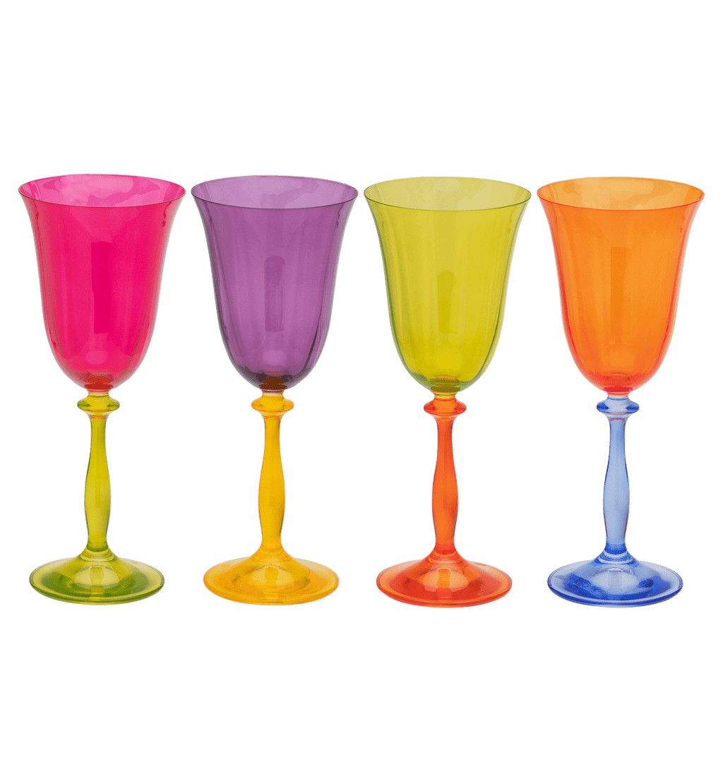 Juego de 4 copas de vino ópticas multicolores