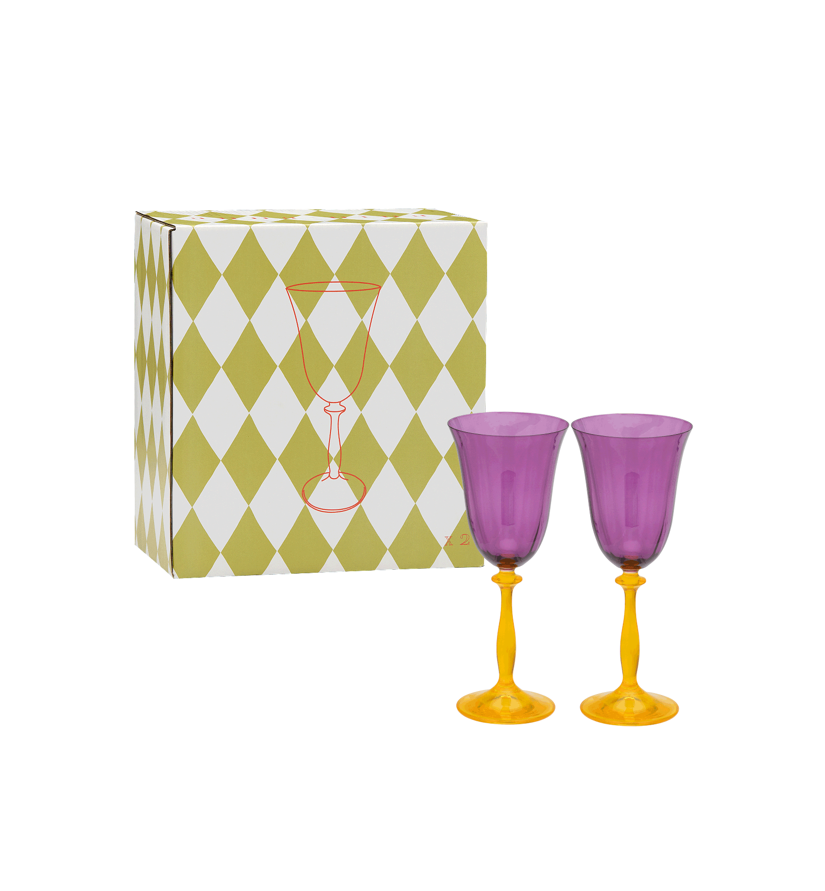 Juego de 2 copas de vino ópticas Petunia
