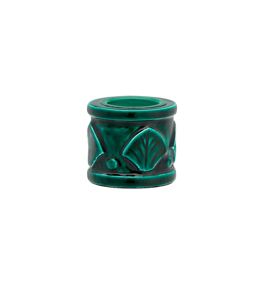 Portavelas para vela de té Shell verde laurel