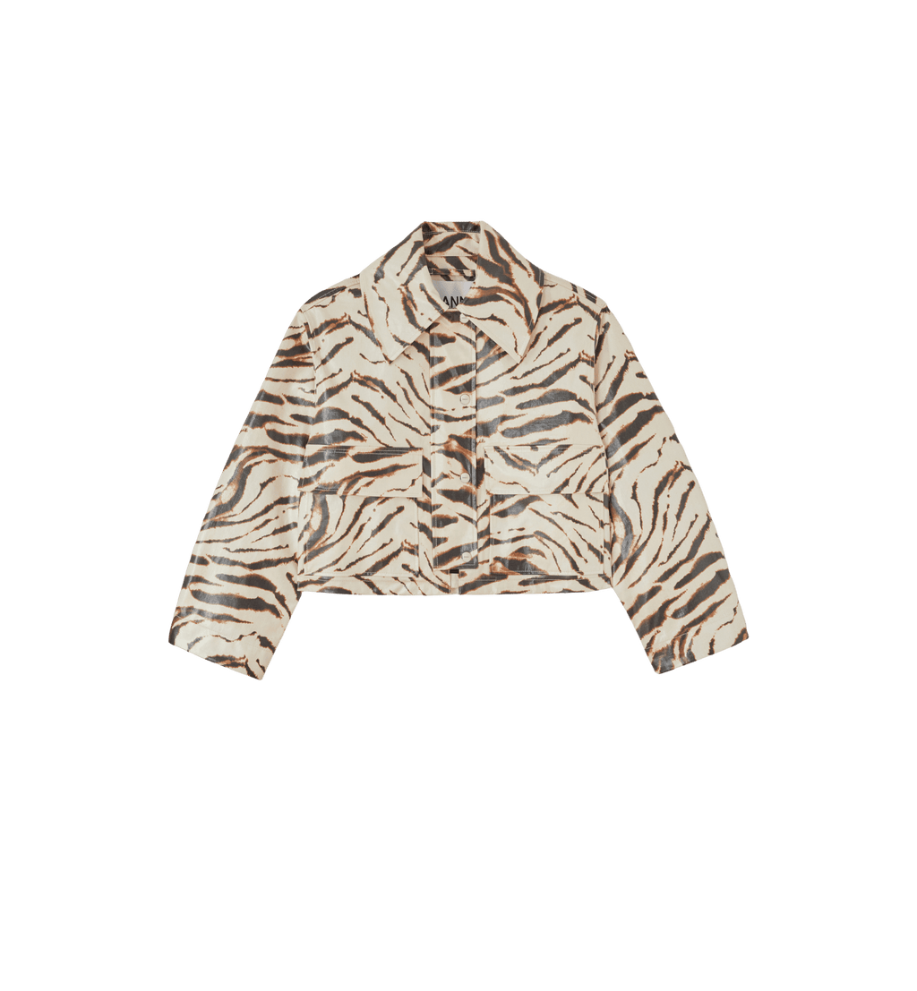 Chaqueta de campo GANNI de lona de algodón laminada